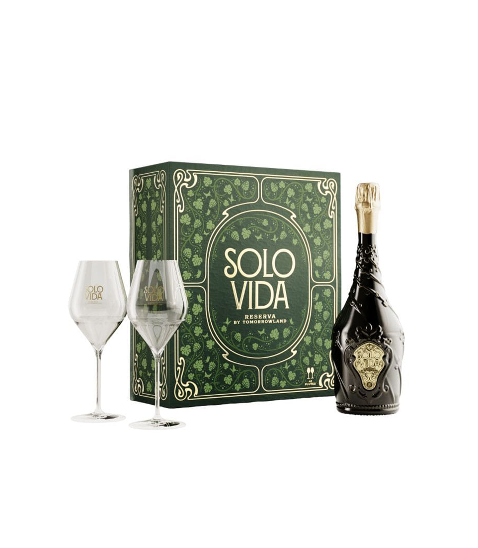 Solo Vida Brut Nature Reserva — Premium Gift Pack Tomorrowland festival collectible, front view